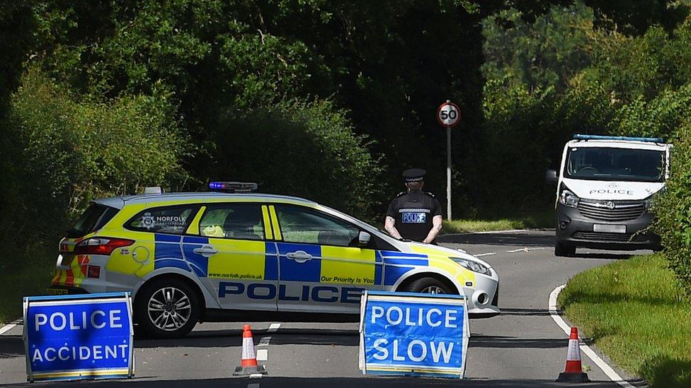 Scene of accident where woman was struck by a police van