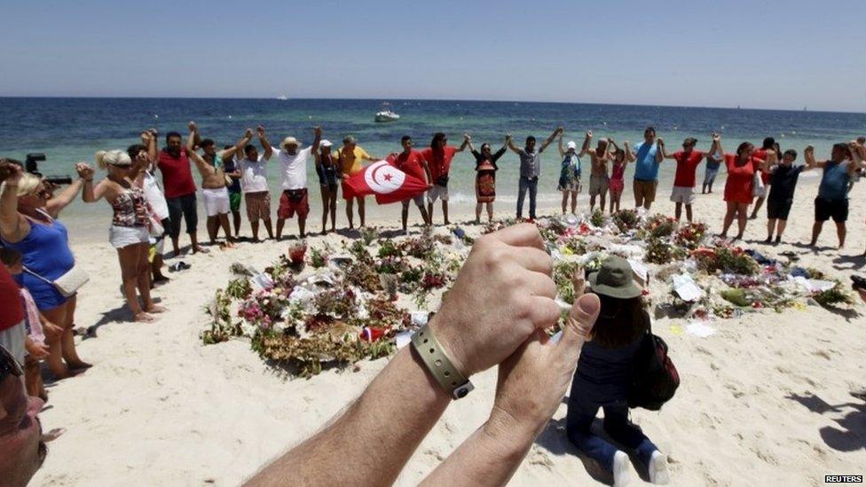 People on the beach in Sousse