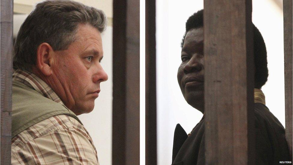 Hunter Theo Bronkhorst (left) and landowner Honest Ndlovu are facing poaching charges