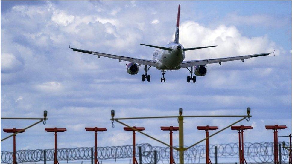 Plane landing at Heathrow