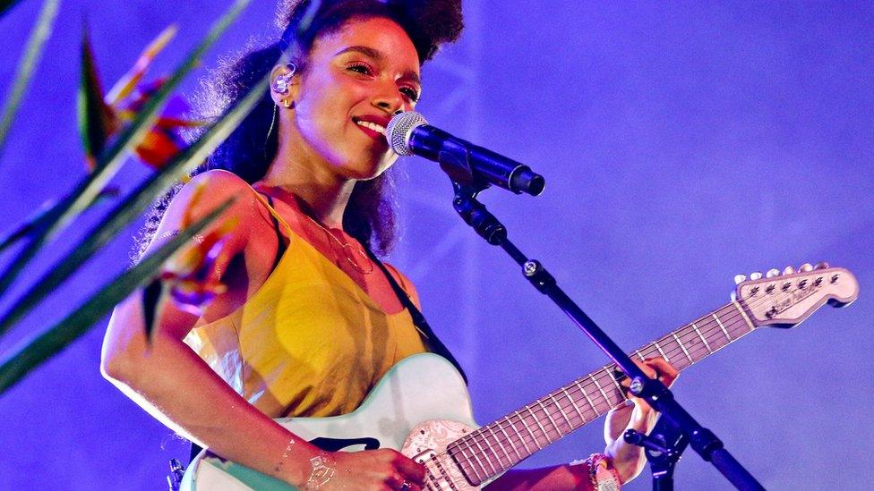 Lianne La Havas performing at the 2015 Glastonbury Festival