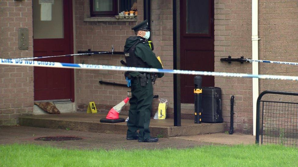 Police cordon at flat in 2020