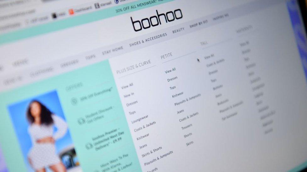 Boohoo website on a laptop