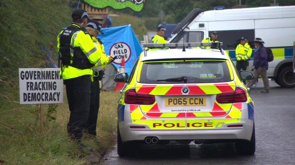 Police at Preston New Road