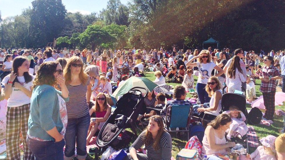 Hundreds of people gathered in Cooper's Field on Sunday for a pyjama picnic