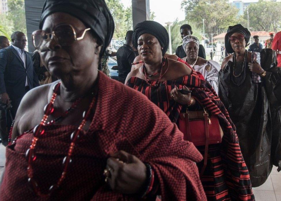 Mourners arrive for the funeral ceremony of Kofi Annan, a Ghanaian diplomat and former Secretary General of United Nations who died on August 18 at the age of 80 after a short illness, at the Accra International Conference Centre on September 13, 2018.