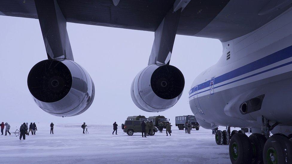 Russian plane after landing in Arctic