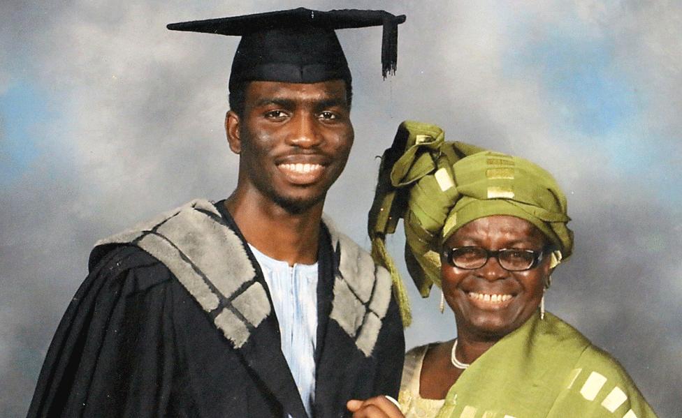 Nkem with his mother