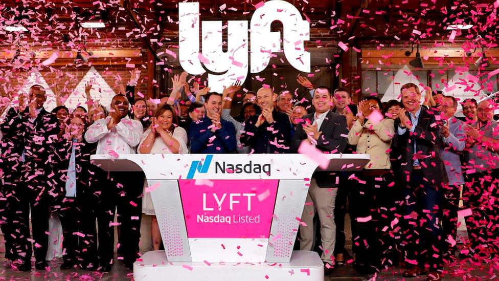 Lyft celebrate as its shares began trading on the Nasdaq