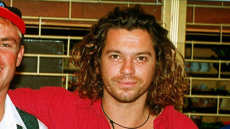 Michael Hutchence, lead singer of INXS, pictured in 1993 in London