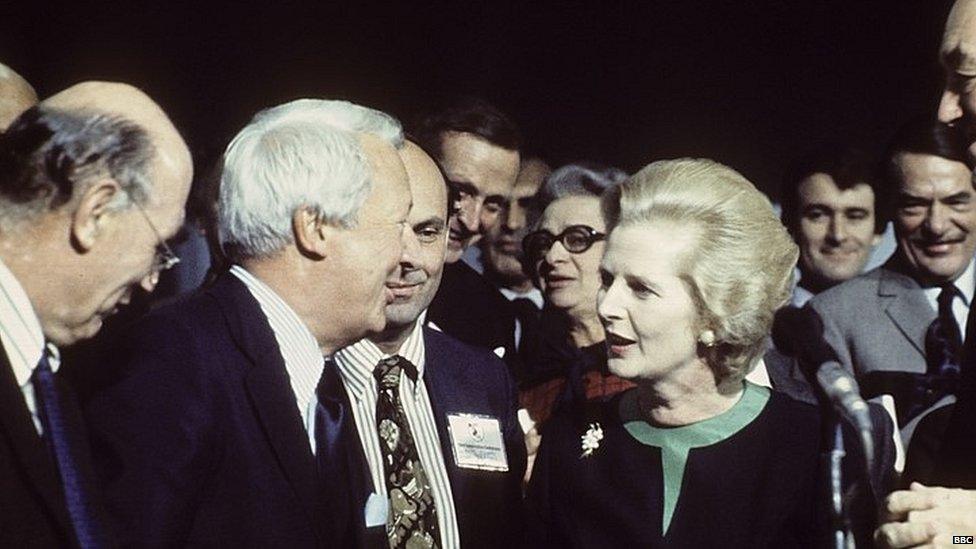 Margaret Thatcher and Ted Heath at the 1976 Conservative conference