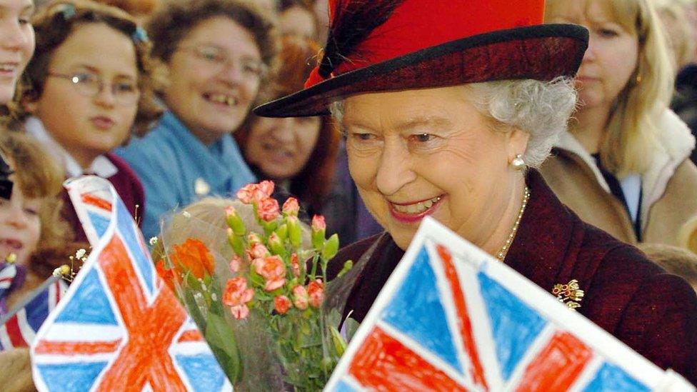 The Queen meets school pupils in Harwich, Essex.