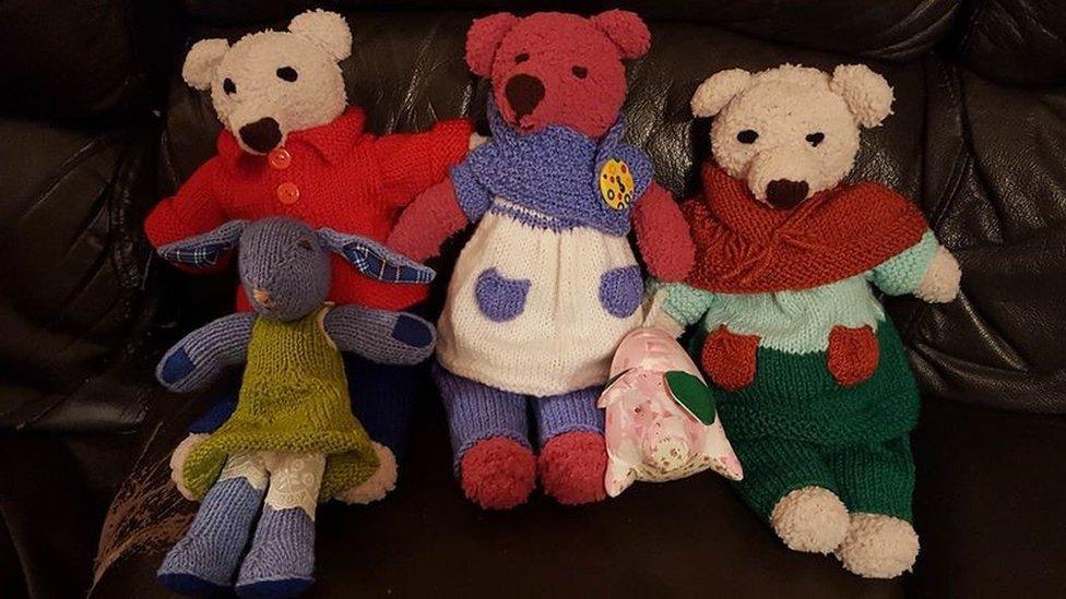 Homemade teddies donated to the Give a Child a Teddy Campaign