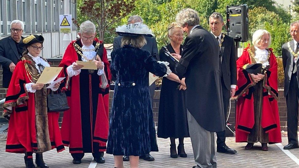 Proclamation being read in Lewes