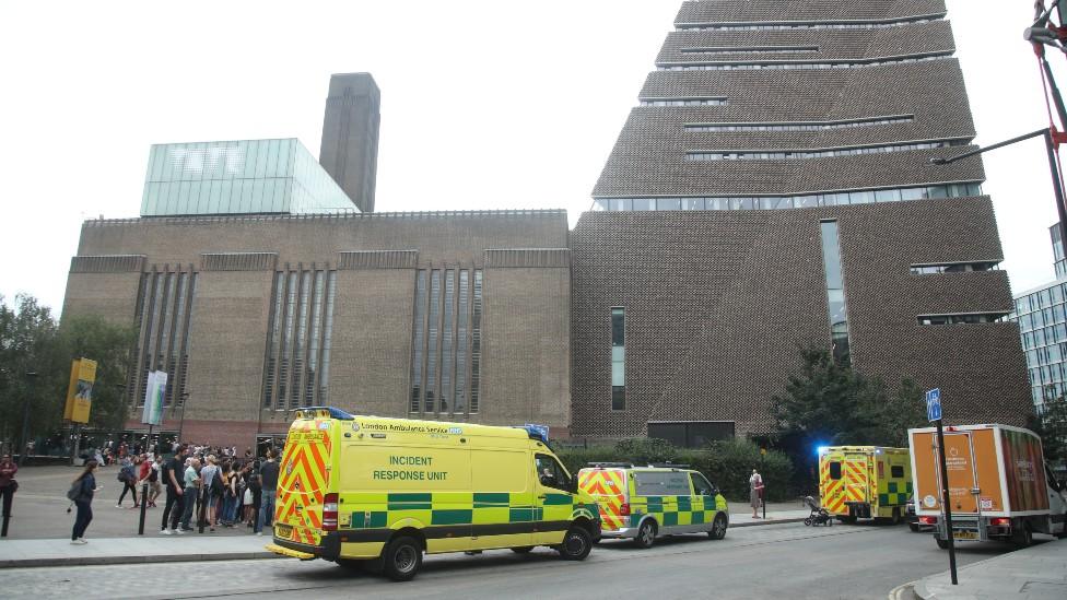 Emergency services outside Tate Modern