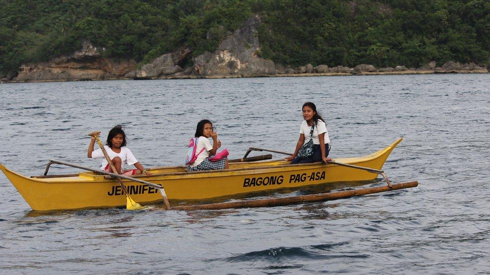 Children in a yellow boat