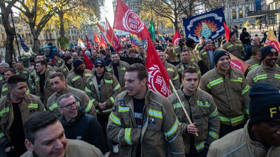 Firefighters protest