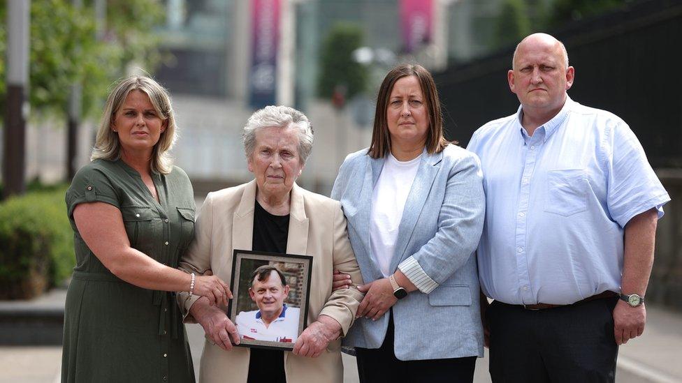 Family of Sean Brown outside court in Belfast