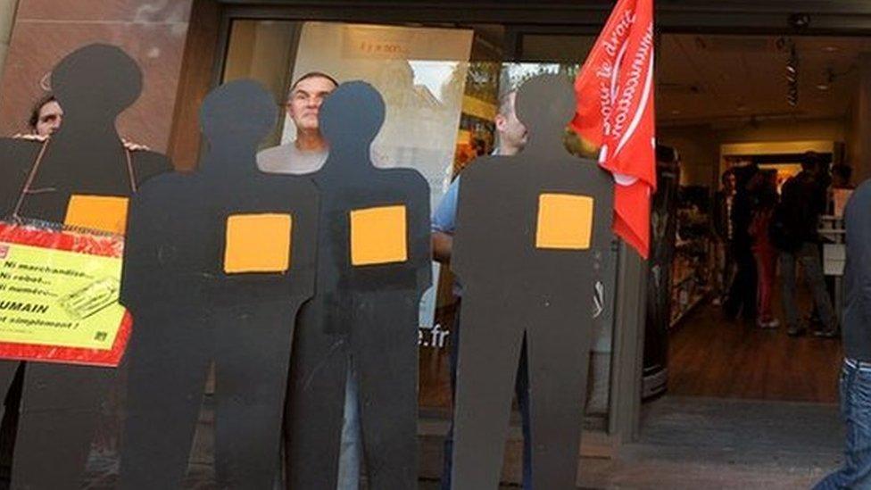 France Telecom workers protest in 2009 against the spate of suicides