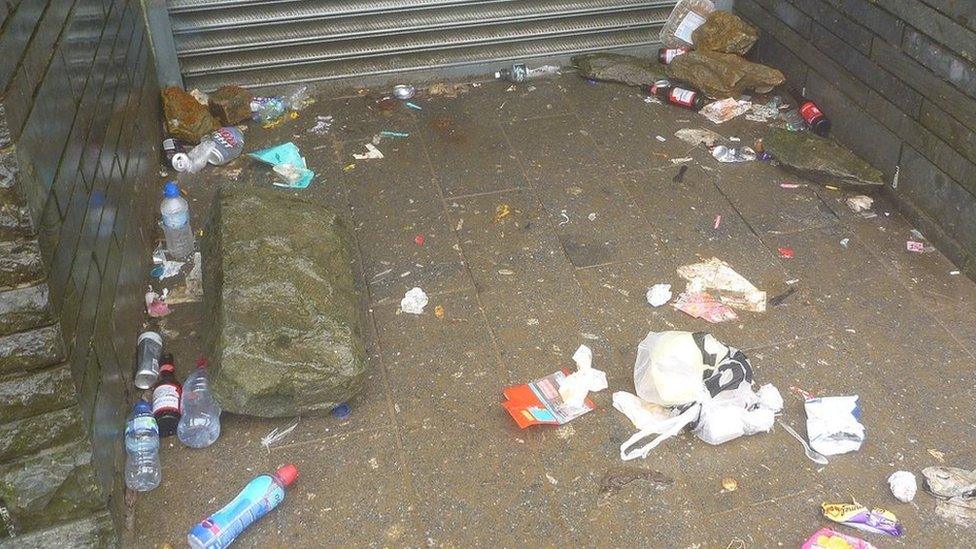 Rubbish left at the top of Snowdon by walkers