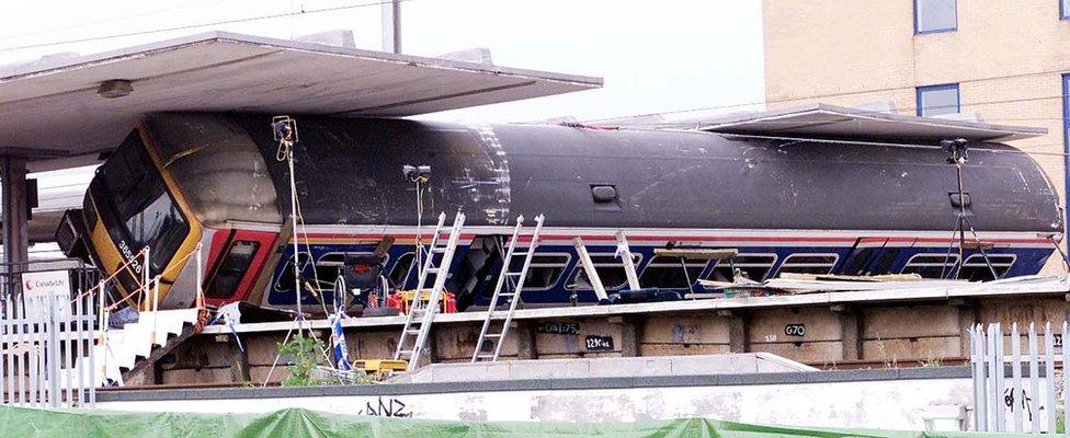 The West Anglia Great Northern Express derailed at a faulty set of points at Potters Bar on 10 May 2002