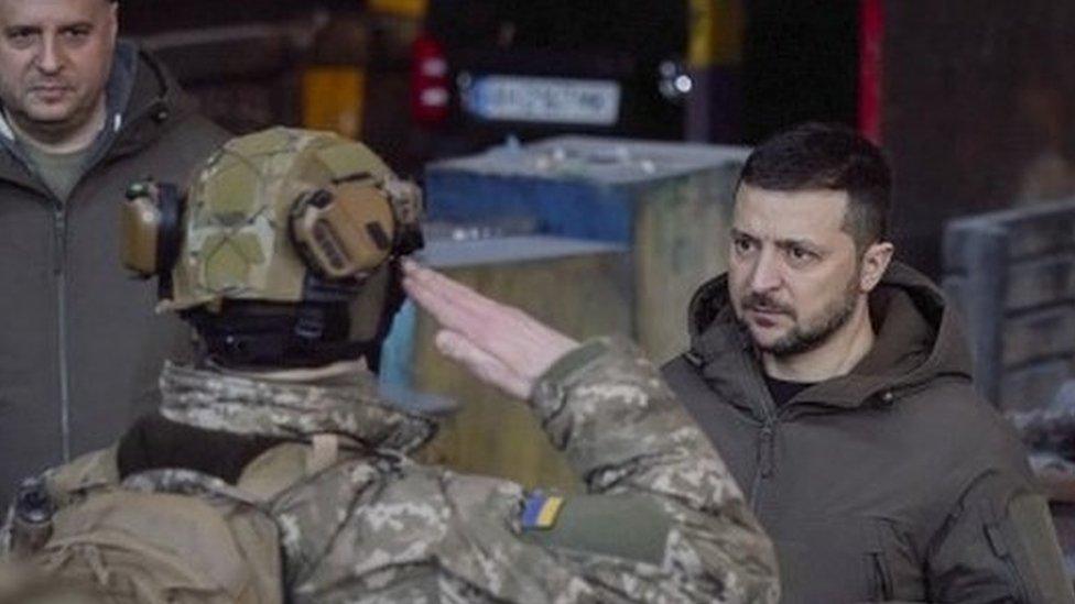 Zelensky meeting troops in Bakhmut