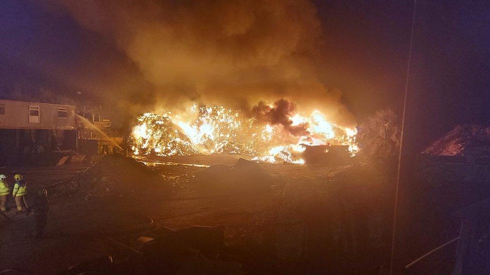 Fire at recycling centre