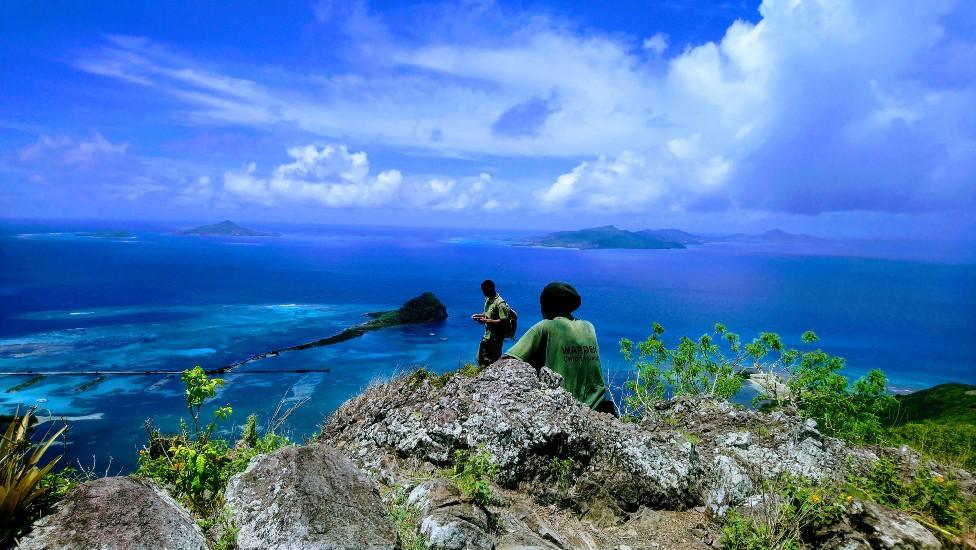 Wardens at work on Mount Taboi, Union Island's highest peak