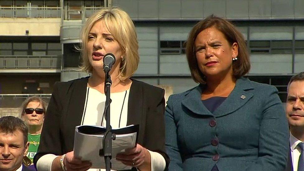 Liadh Ní Riada was praised by Sinn Féin leader Mary Lou McDonald (right) following the announcement