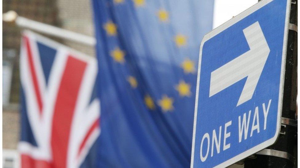 British and EU flags outside the EU's main office in central London