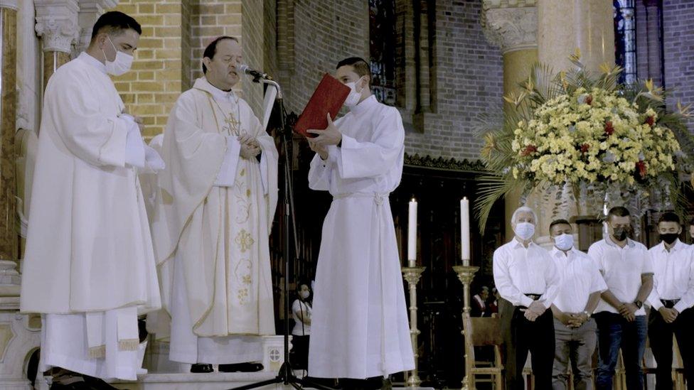 Cathedral in Medellin during mass