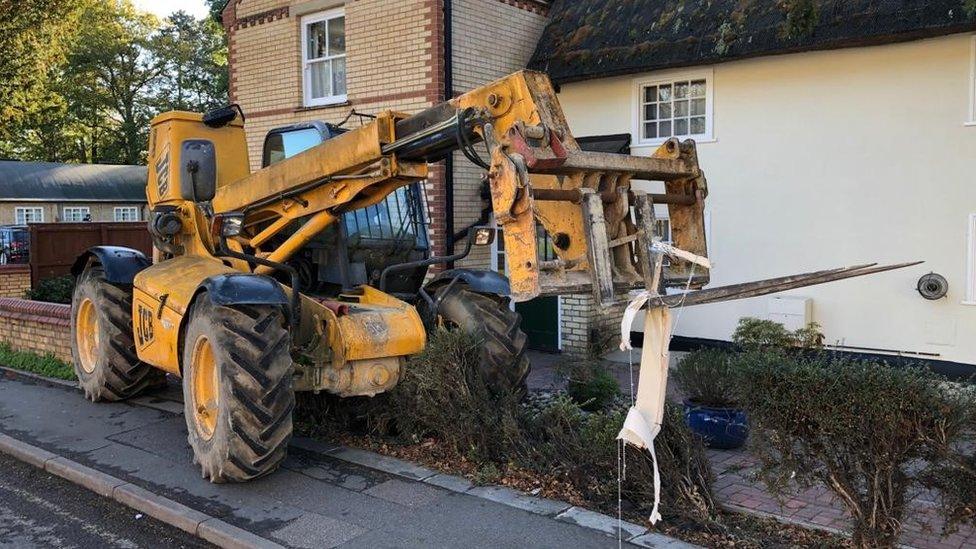 The JCB believed to have been used in the ram-raid in Great Shelford