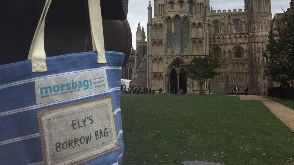 Ely Cathedral and a reusable shopping bag