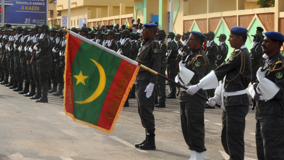 Mauritania's flag on military parade, 2017