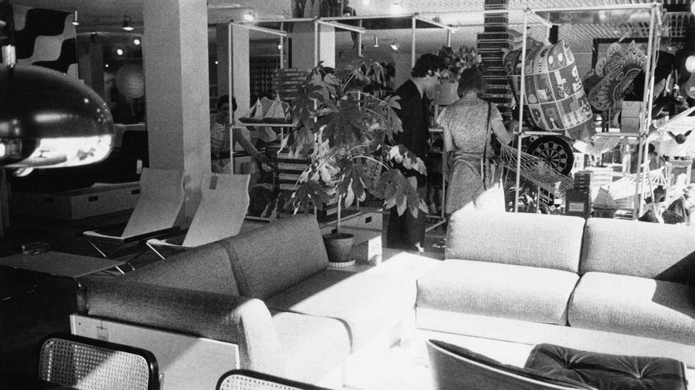 Shoppers in a Habitat store in 1973