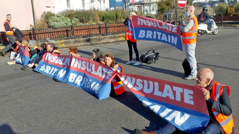 Insulate Britain of protesters blocking the A20 in Kent, this morning