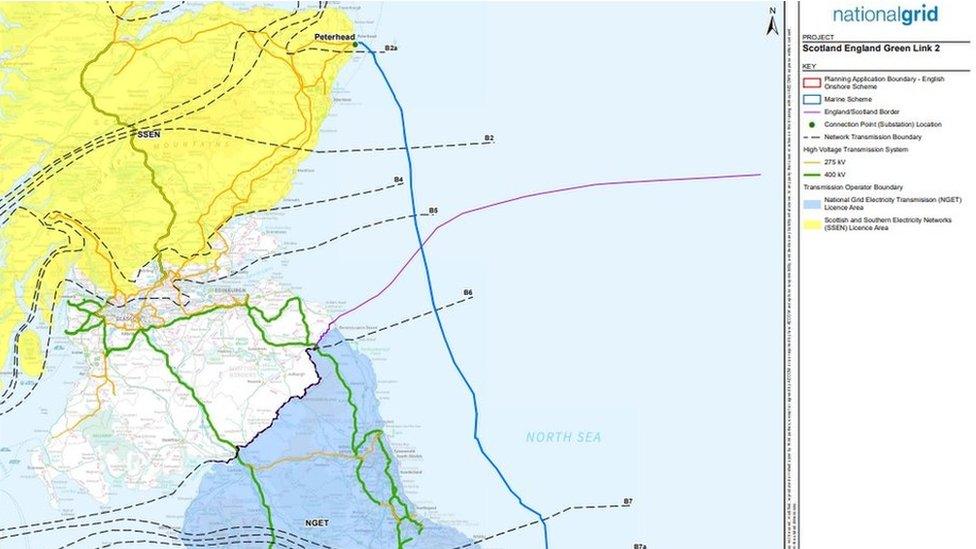 The proposed route of the Scotland England Green Link 2