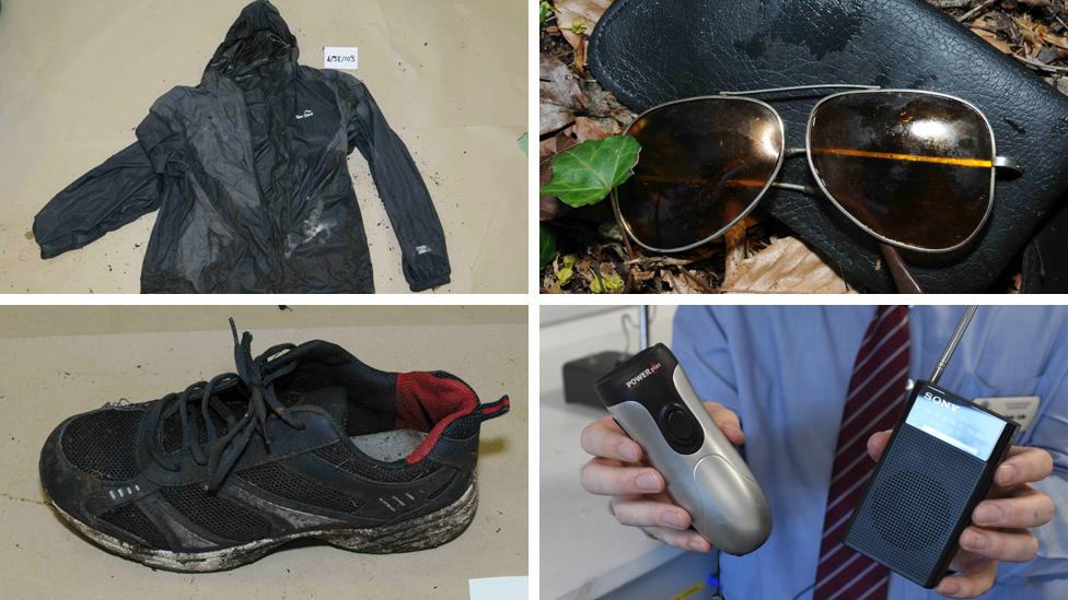 Items found with the man's body