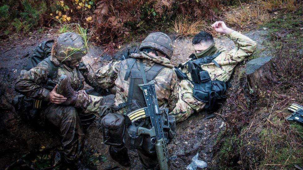 Recruits on exercise