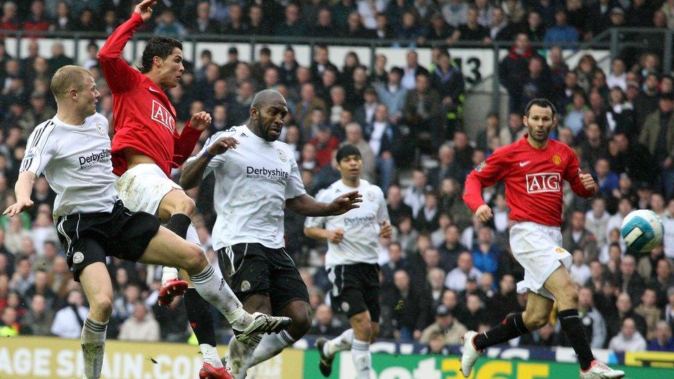 Derby County playing against Manchester United in 2008.