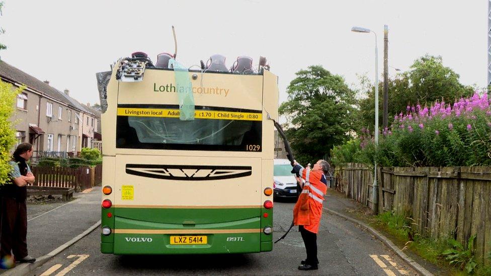 Damaged bus