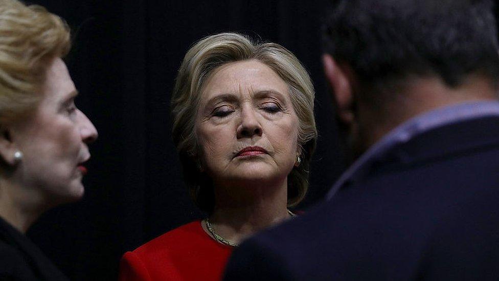 Hillary Clinton closes her eyes during the campaign.