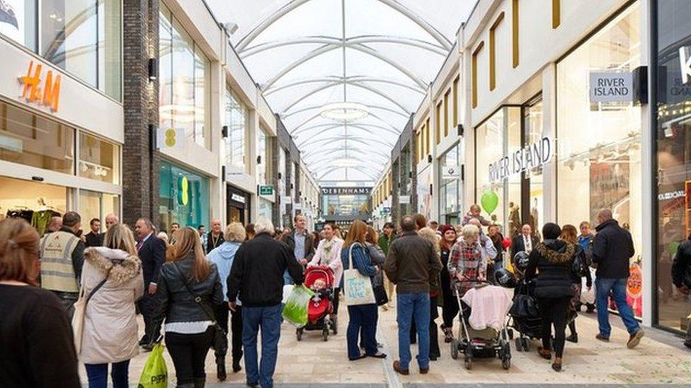 Shoppers in Friars Walk