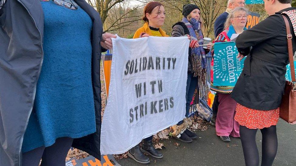 Teachers on strike at Okehampton College in Devon