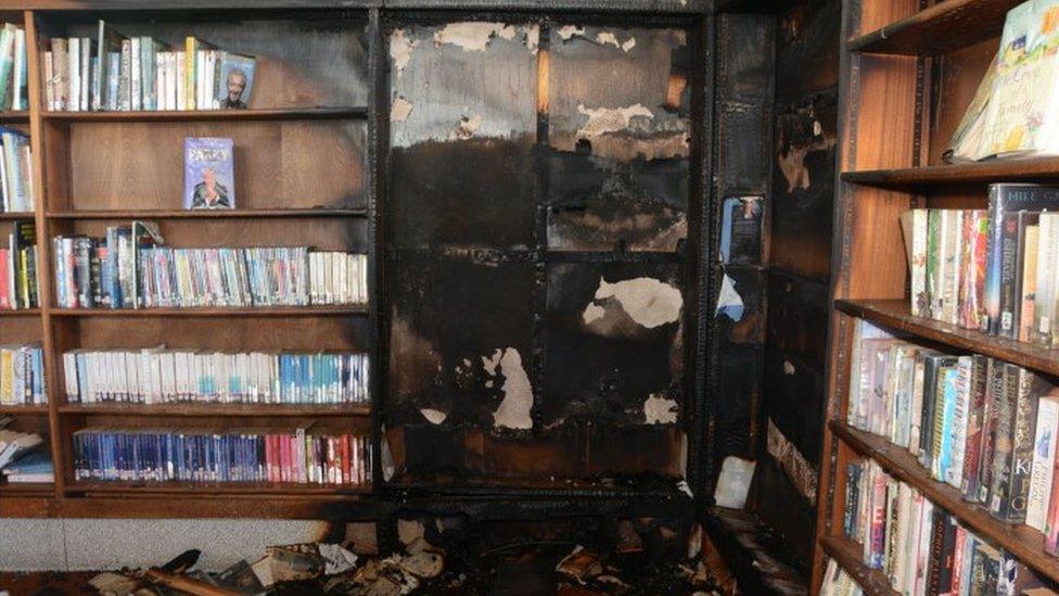 The aftermath of the fire at Mixenden library