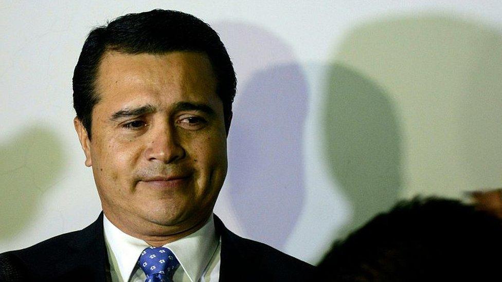 The brother of Honduran President Juan Orlando Hernandez and deputy for the ruling Partido Nacional de Honduras, Juan Antonio Hernandez prepares to speak with the press upon arrival at the Toncontin international airport from the United States, on October 25, 2016 in Tegucigalpa.