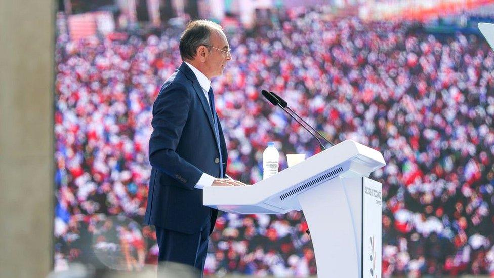 French far-right presidential candidate Eric Zemmour at a campaign rally in Paris on 27 March 2022