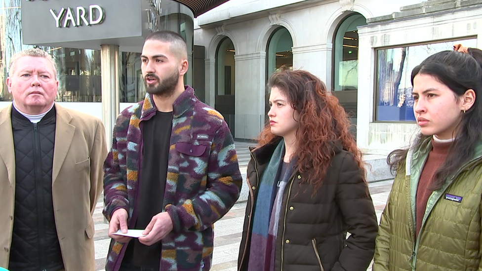 Nathan Cole's family speaking outside Scotland Yard