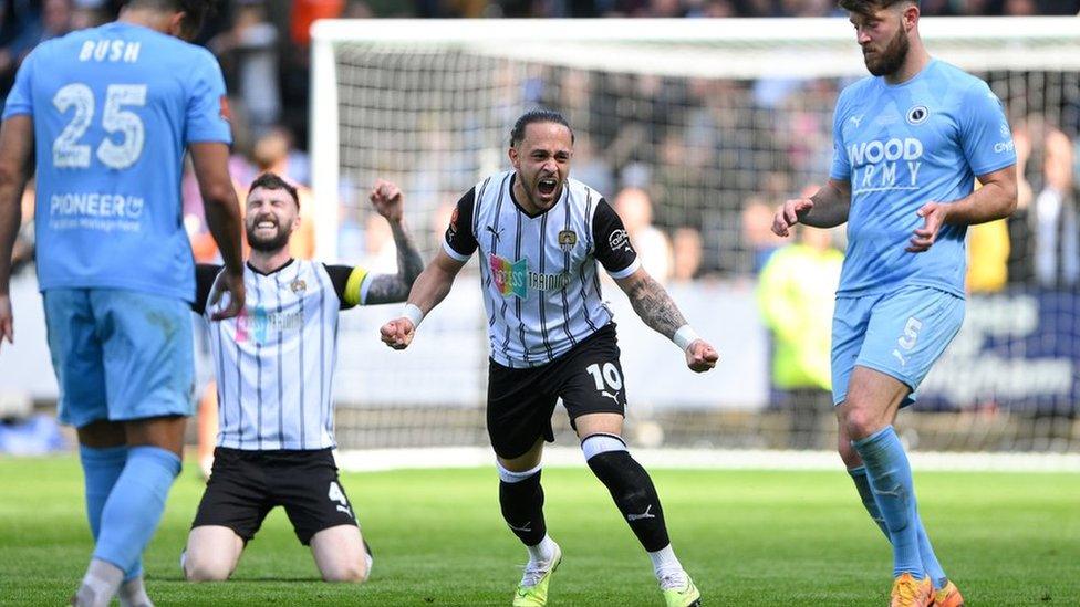 Jodi Jones celebrates after scoring Notts County's winner