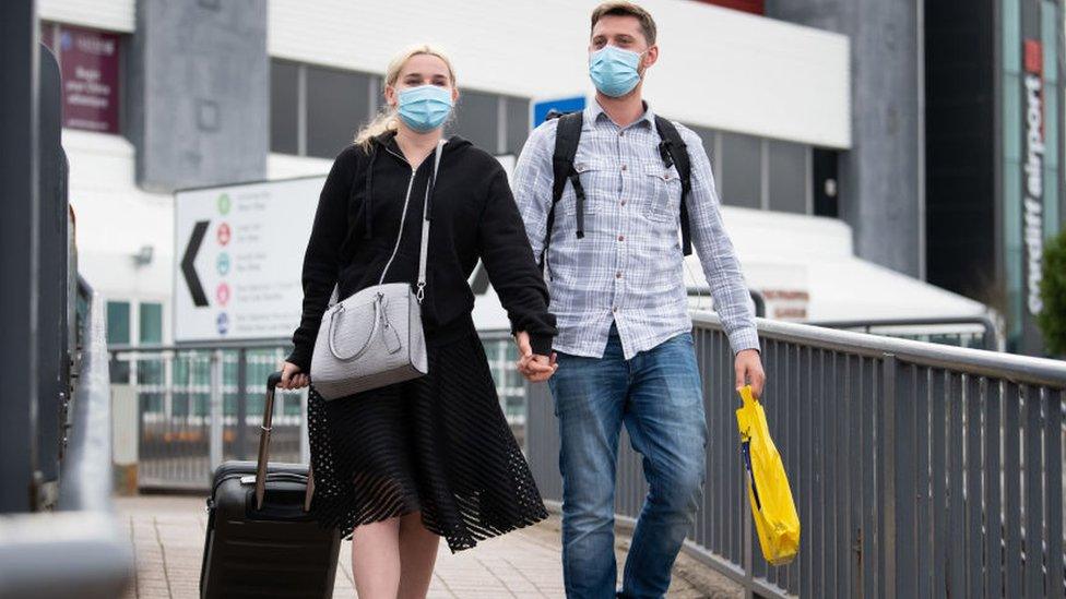 Passengers at Cardiff Airport